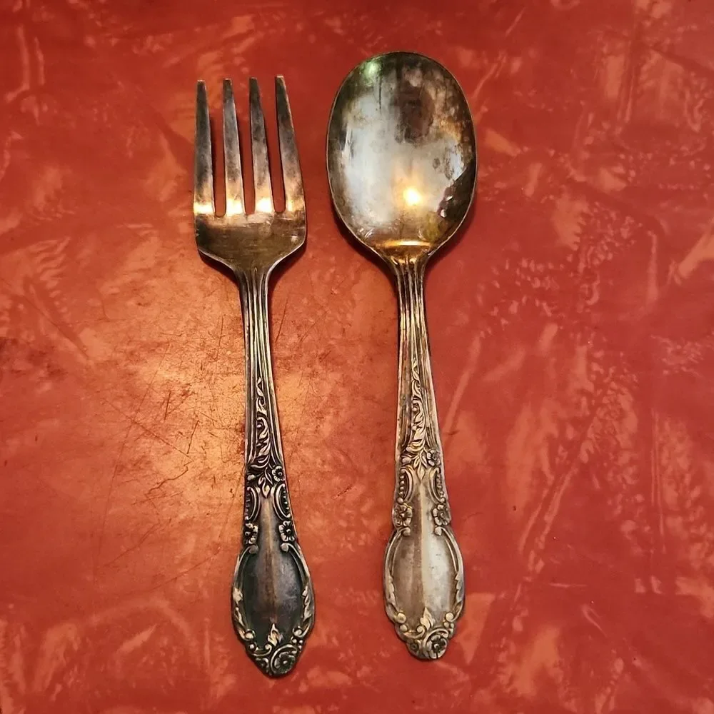 Vintage Oneida Toddler Metal Fork and Spoon Set